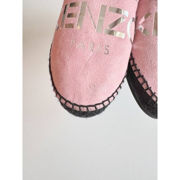 KENZO Paris Rose Clair Pink Suede Silver Logo Espadrille Flats, Size 36 - Picture 6 of 16